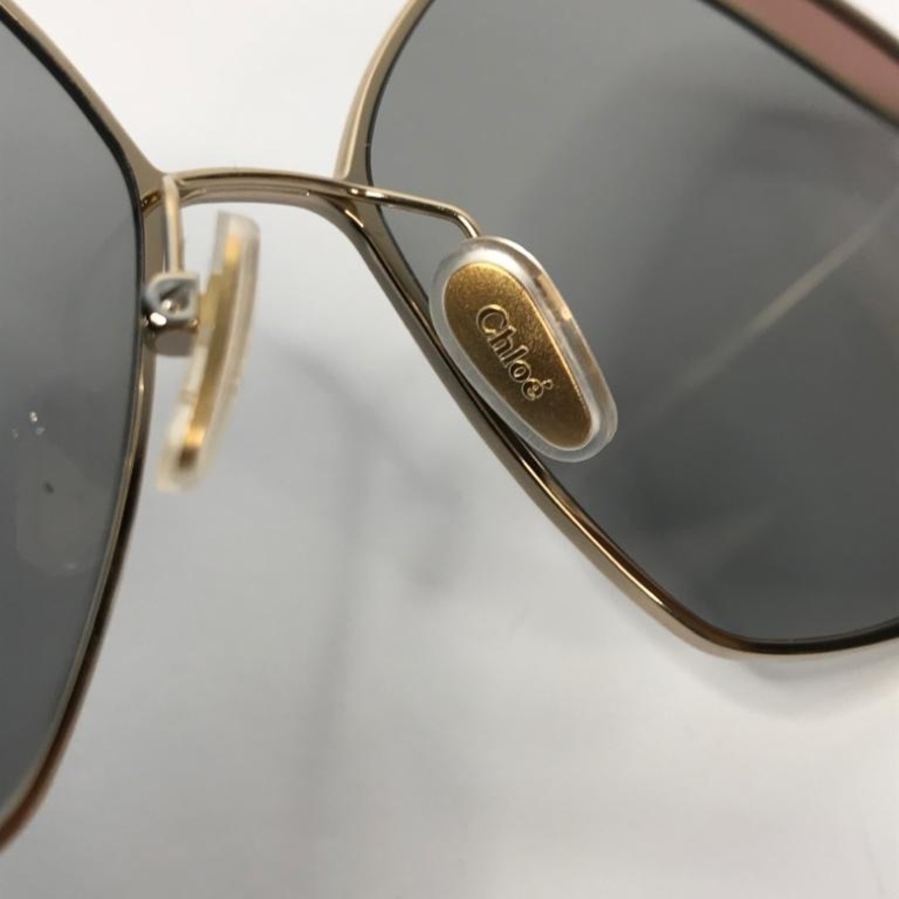 New authentic💯- CHLOE CH0024S 002 Round Gold Pink Grey 60 mm Women's Sunglasses - Picture 12 of 14